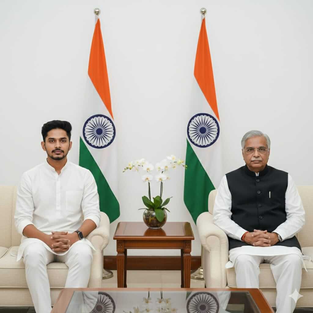 Official Government Meeting Portrait With Young Leader And Senior Statesman