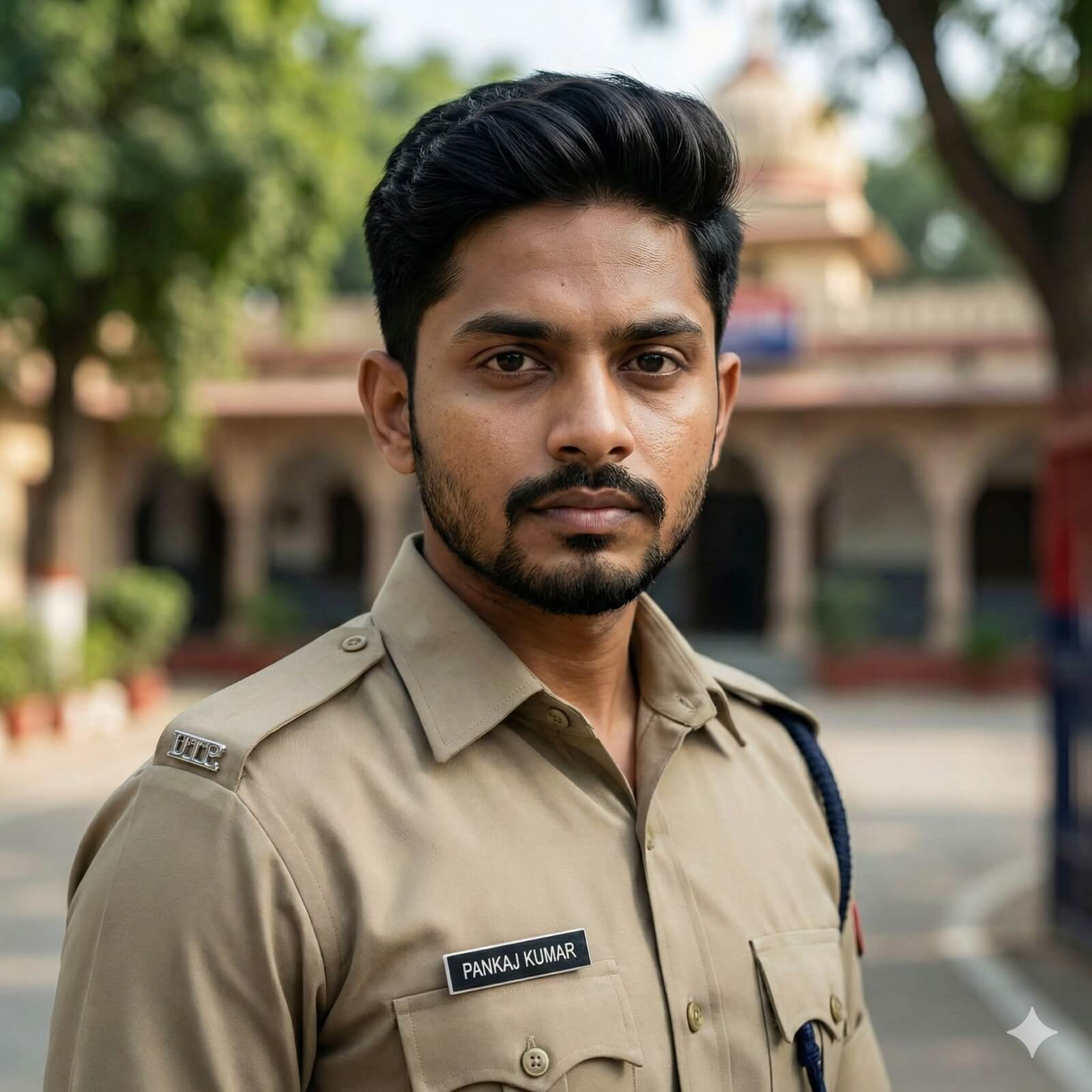 Ultra-Realistic Uttar Pradesh Police Officer Portrait with Exact Face Match and Cinematic Professional Lighting