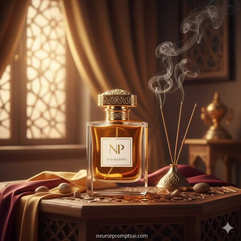 Oud Majestic Royal Luxury Perfume In Golden Middle Eastern Cinematic Elegance